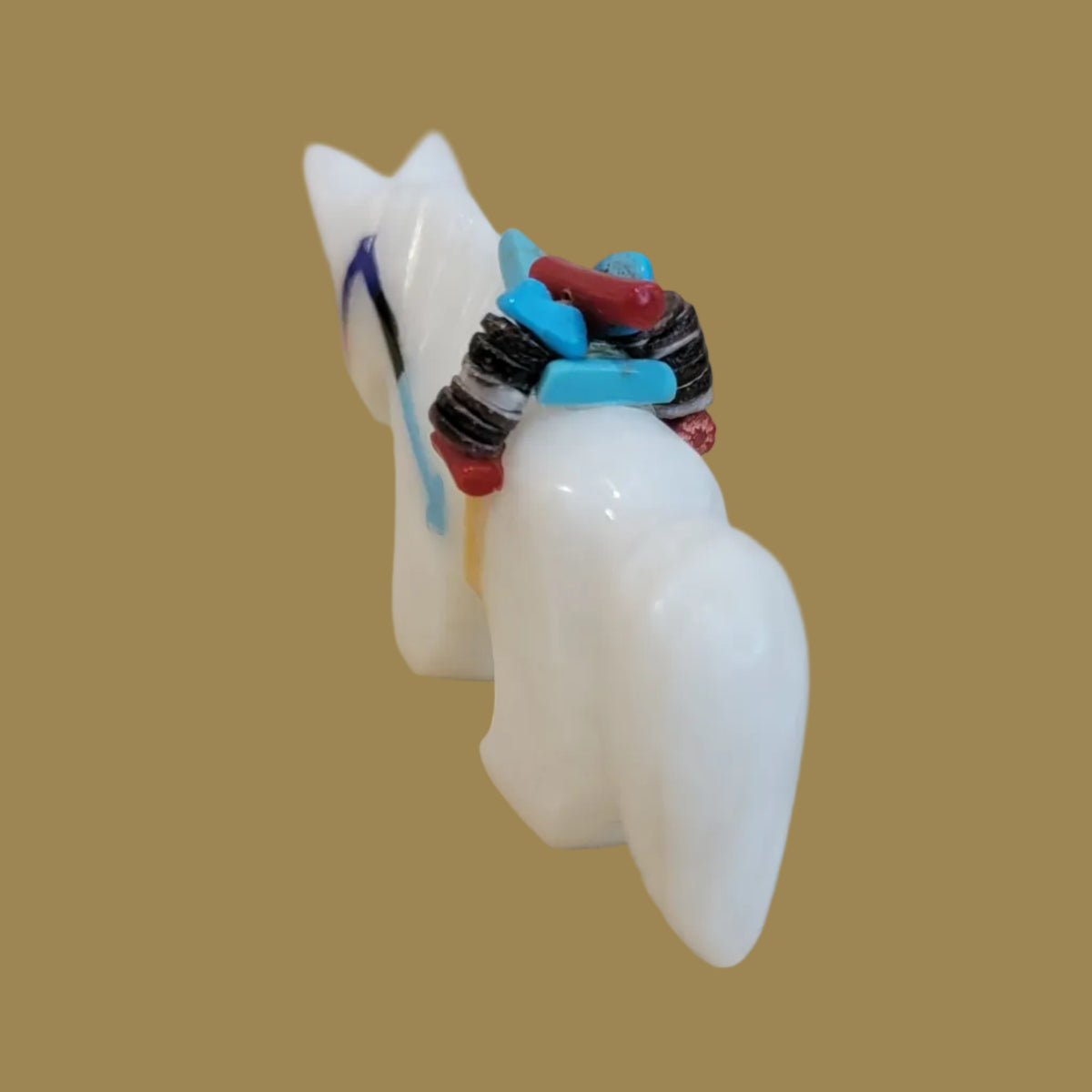 Rodney Laiwakete White Alabaster Horse w/Colorful Heartline