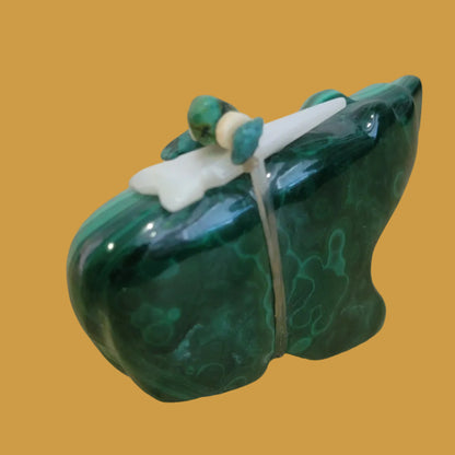 Elegant Deep Green Malachite Zuni Fetish Bear
