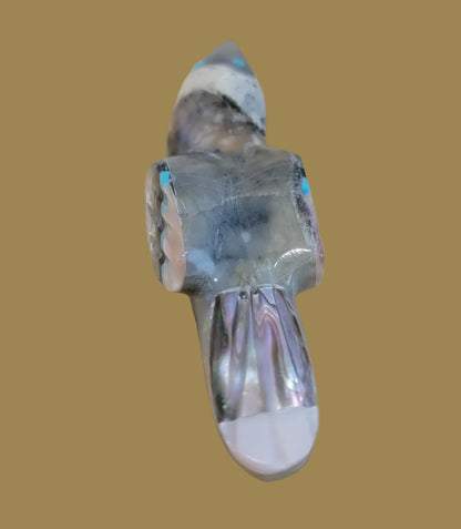 Picasso Marble Songbird w/ Inlay Zuni Fetish