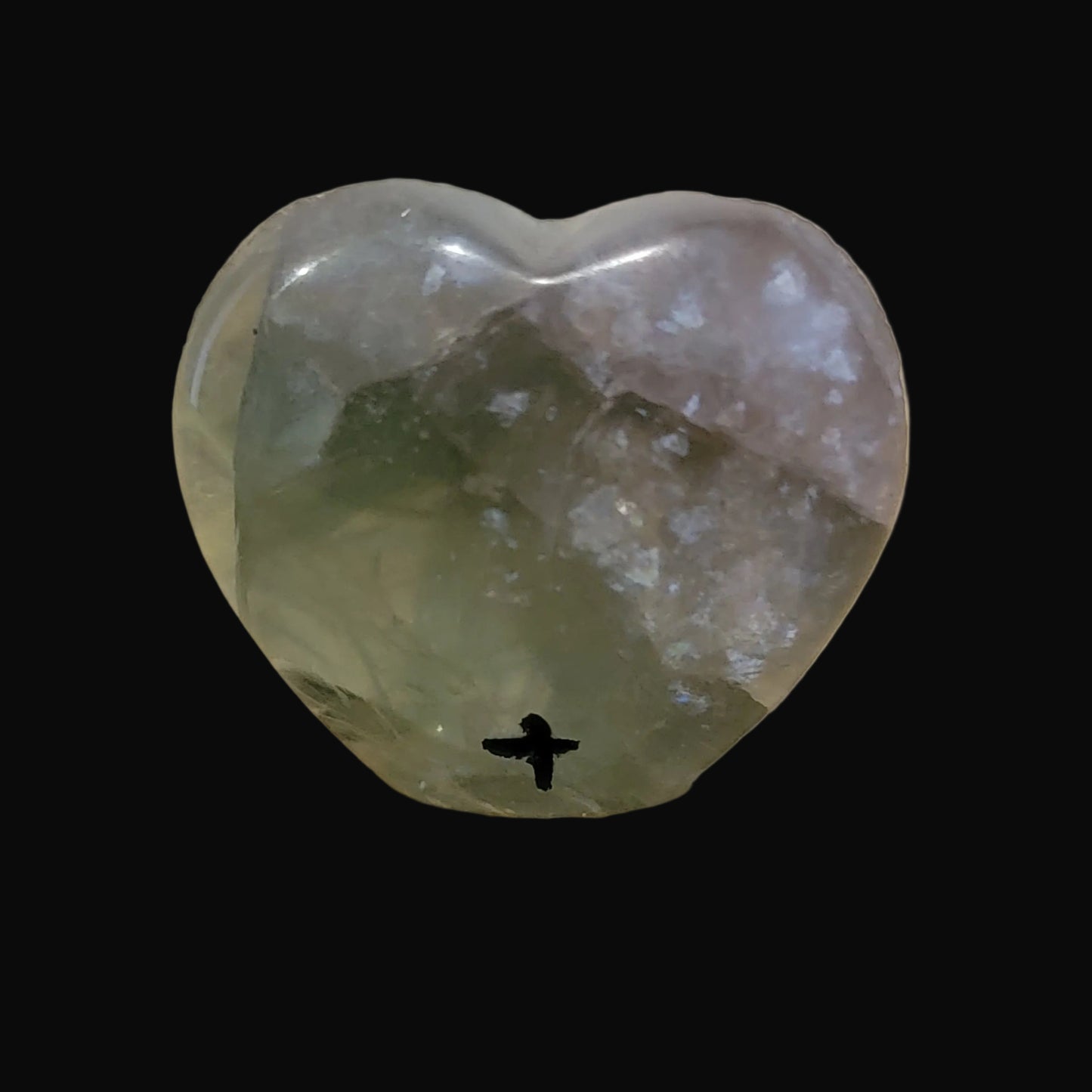 Rainbow Fluorite Double Heart Shaped Zuni Maidens Zuni Fetish