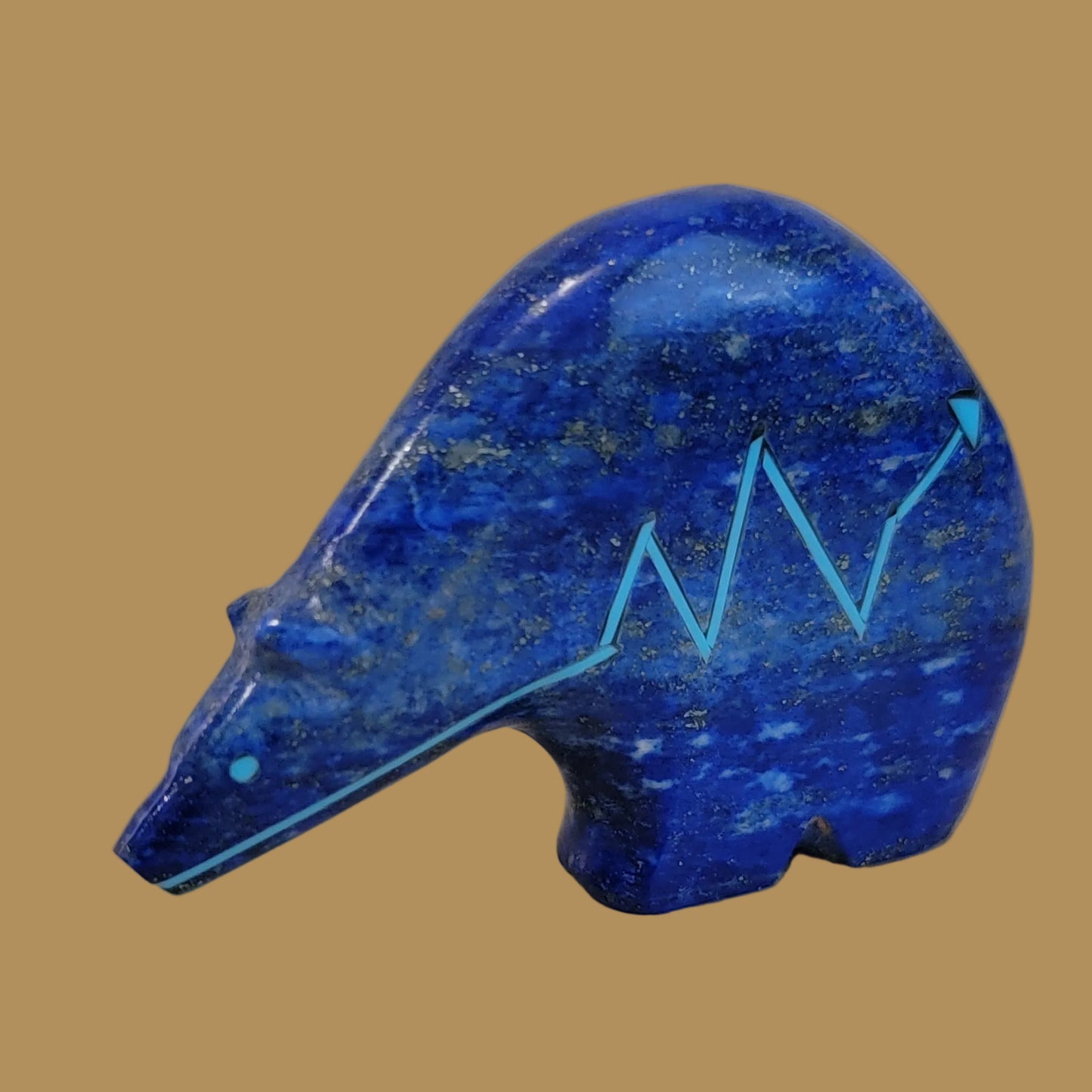 Rich Blue Lapis Long Necked Medicine Bear Zuni Fetish