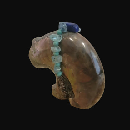 Brilliant Opalized Ammonite Bear w/Beautiful Bundle Zuni Fetish