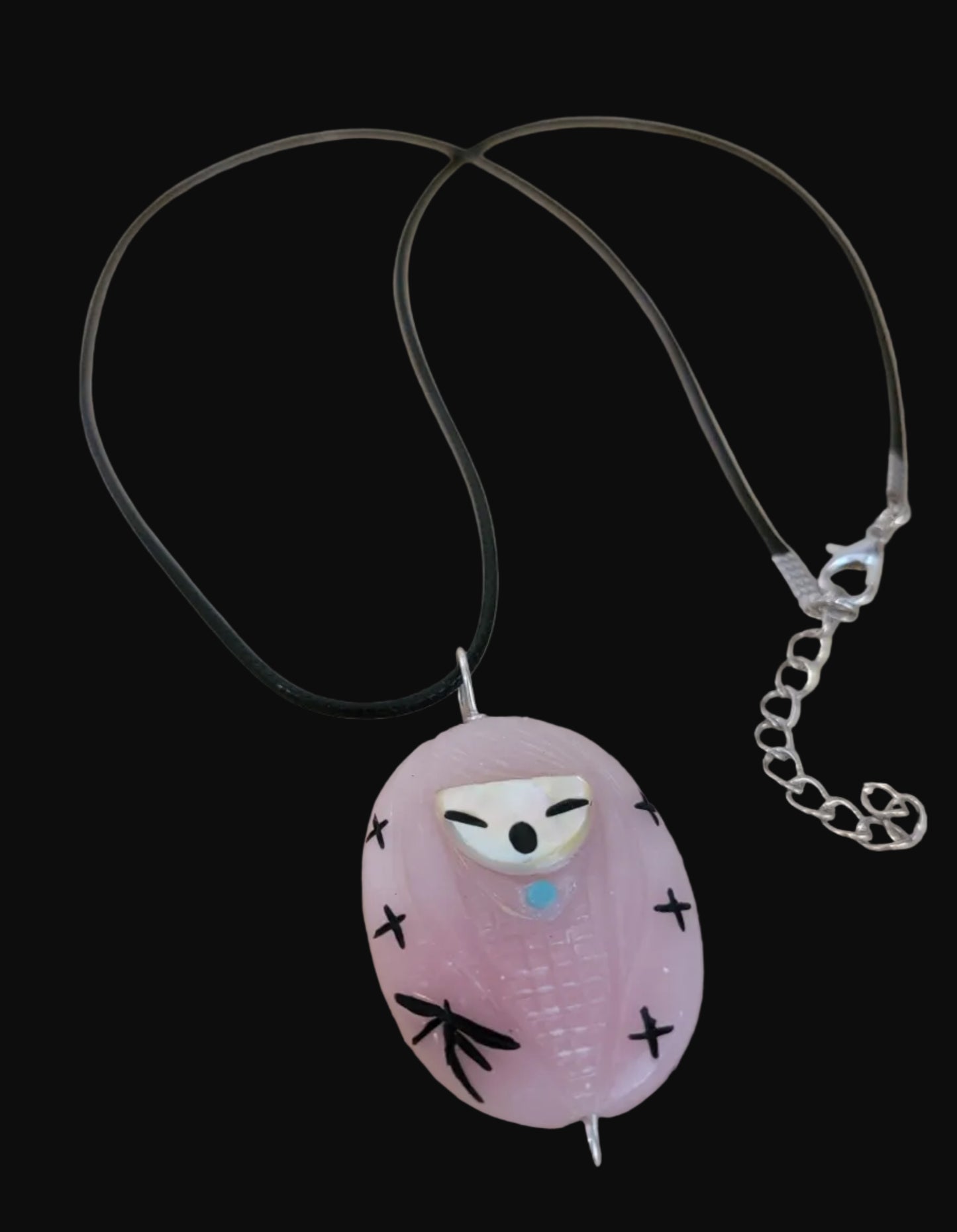 Beautiful Pink Calcite Zuni Corn Maiden Zuni Necklace