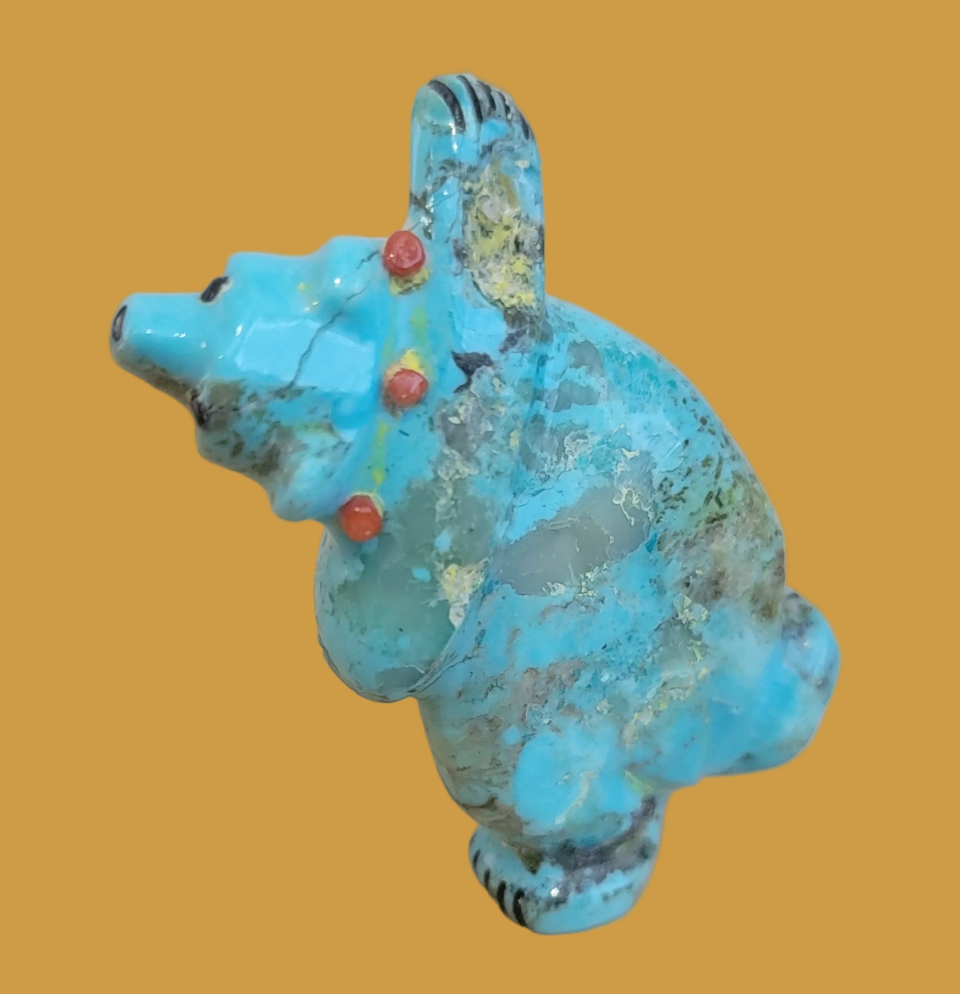 Turquoise Bear Can Balance on Both Feet Zuni Fetish