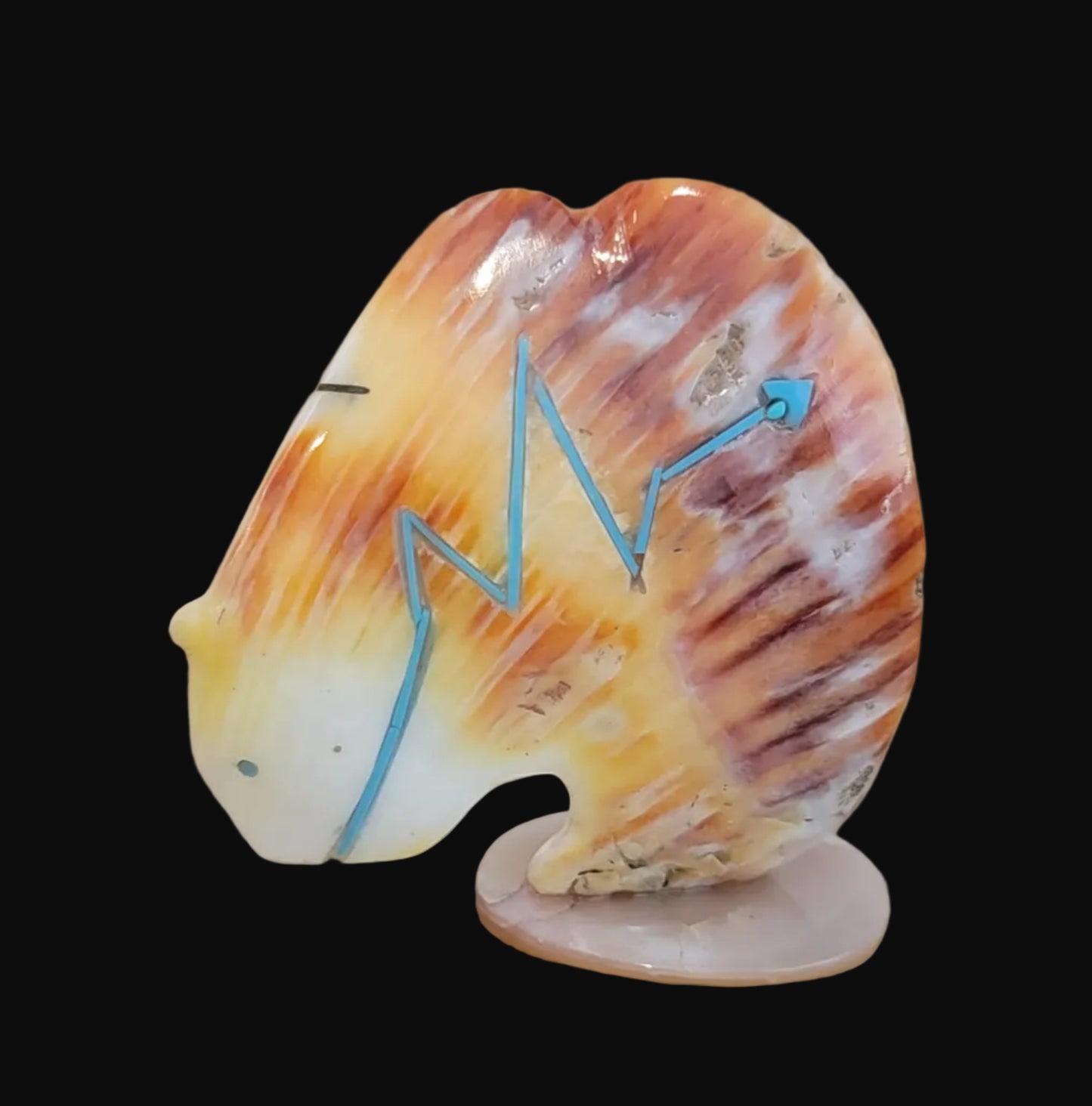 Spiny Oyster Shell Medicine Bear w/ Double Zuni Maidens Zuni Fetish