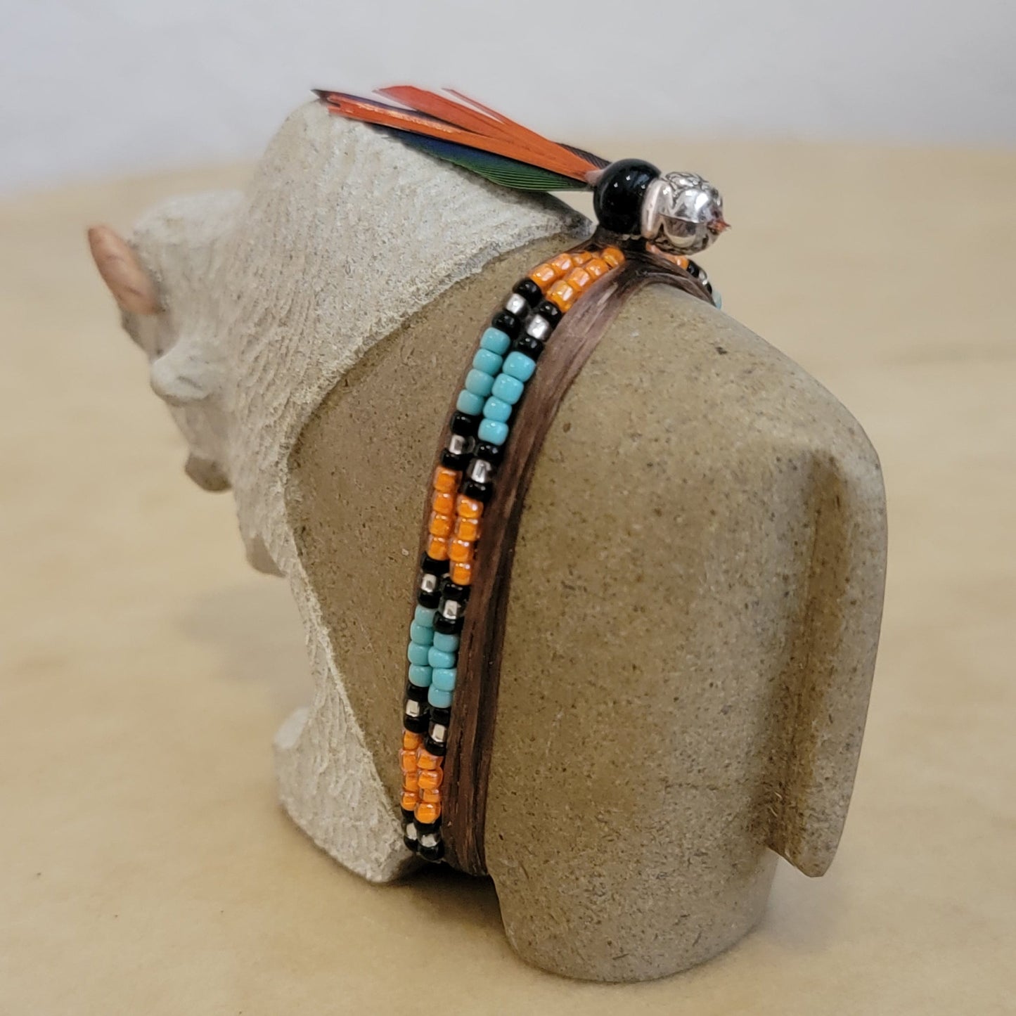 Navajo Alabaster Bison/Buffalo w/ Unique Bundle Zuni Fetish