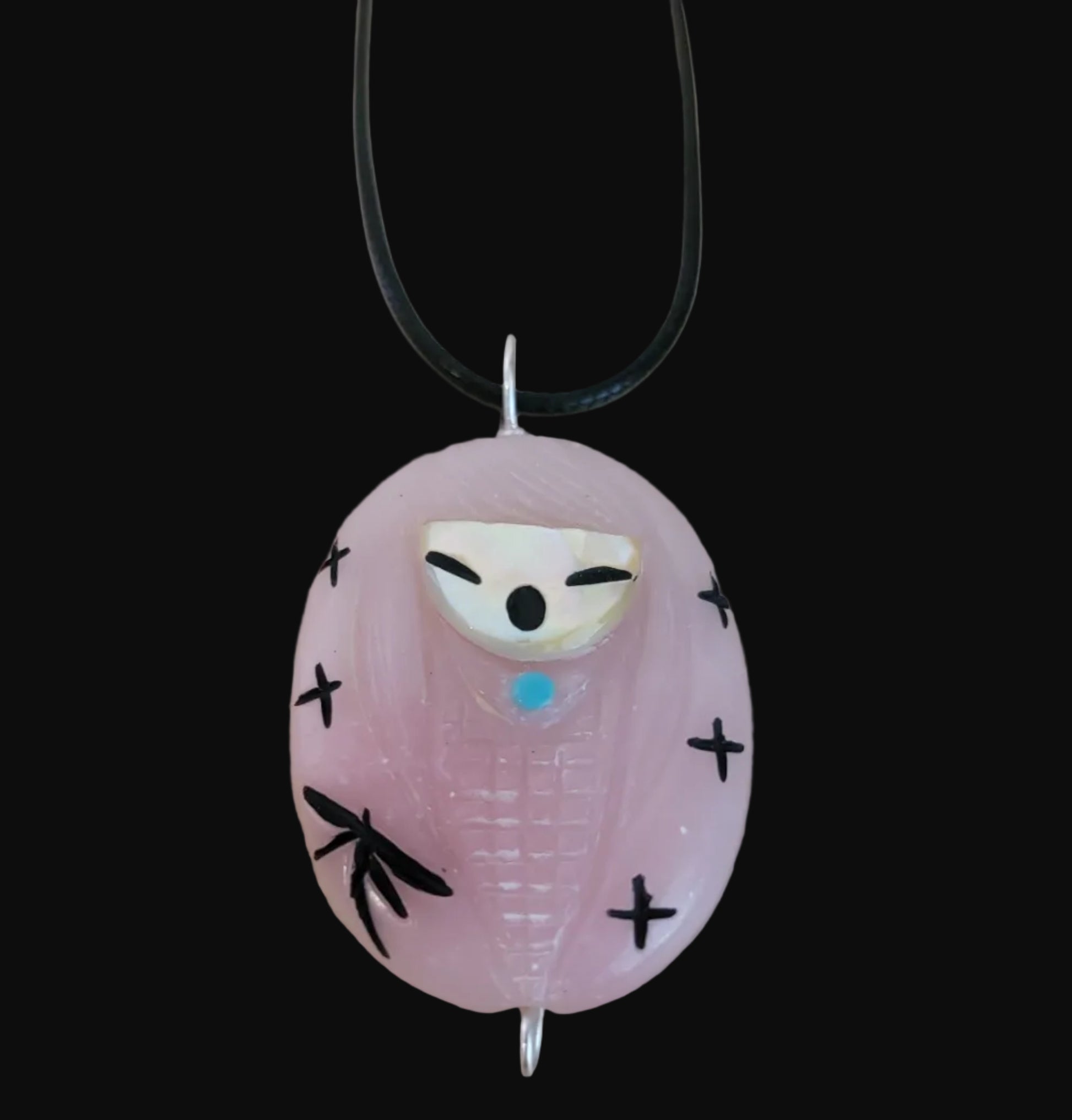 Beautiful Pink Calcite Zuni Corn Maiden Zuni Necklace