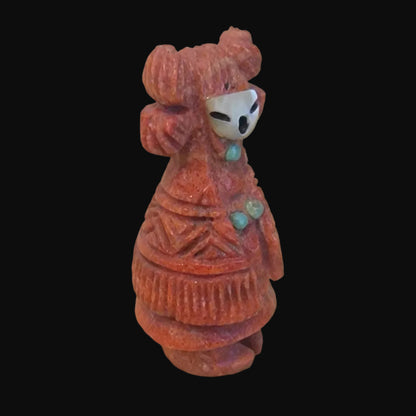 Hopi Style Apple Coral Zuni Maiden Zuni Fetish