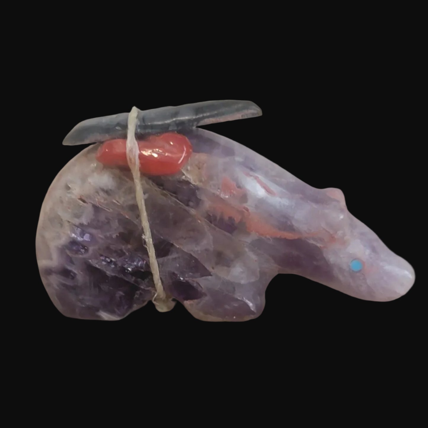 Amethyst Bear w/Pack Zuni Fetish