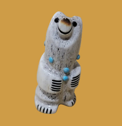 Happy-Go-Lucky Cute Antler Bear Zuni Fetish