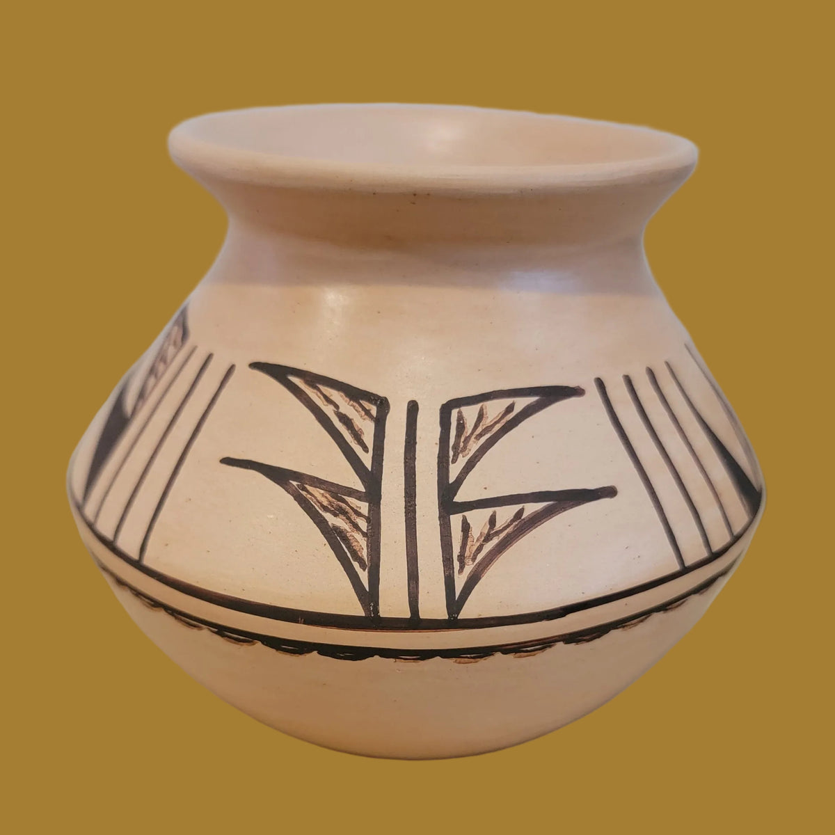Hopi Harrison Jim Jr. (Member of Frogwoman Family)Buff Pueblo Pottery Vase