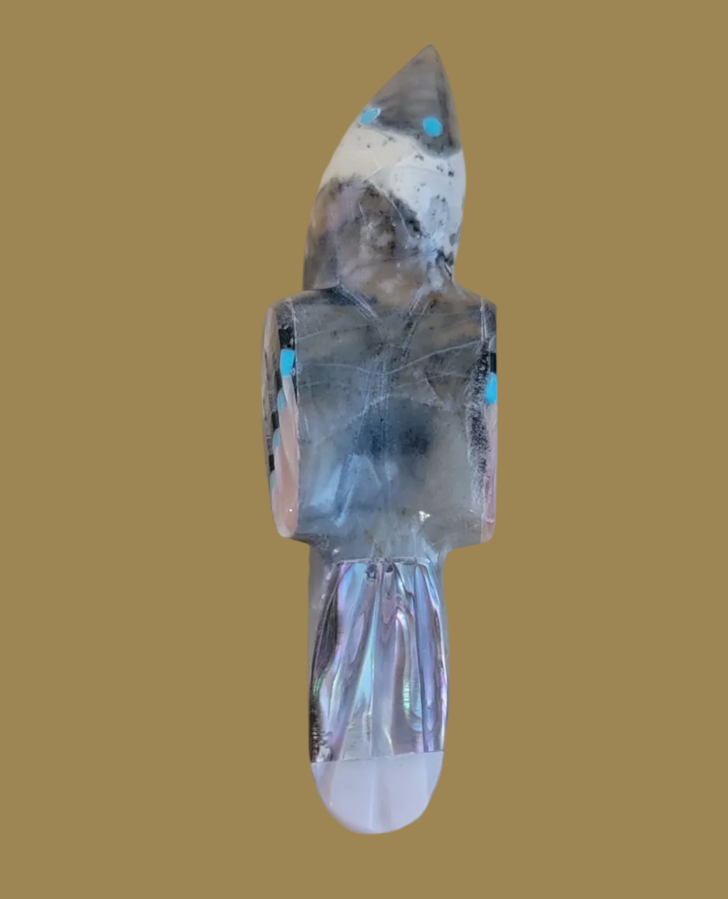 Picasso Marble Songbird w/ Inlay Zuni Fetish