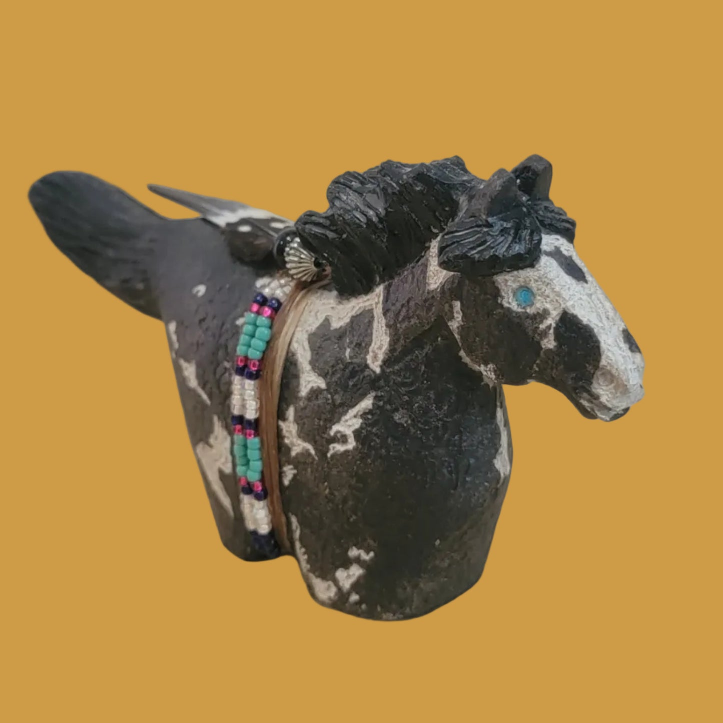 Beautiful Sandstone Navajo Painted Horse on the Run Zuni Fetish