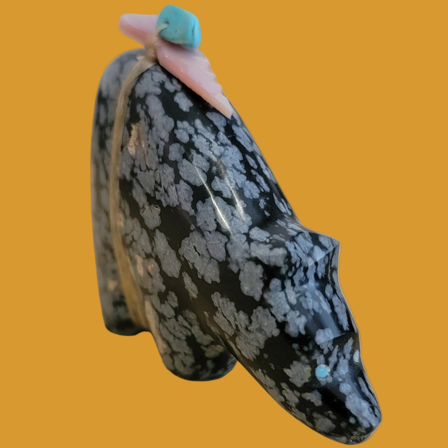 Snowflake Obsidian Medicine Bear Zuni Fetish