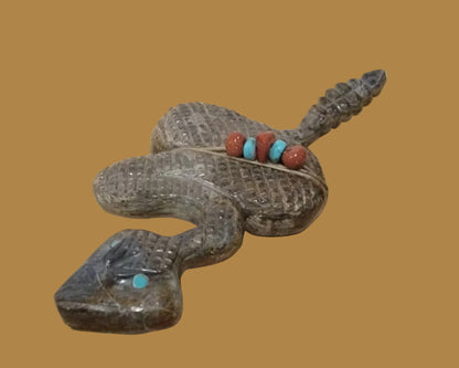Slithering Picasso  Marble Rattlesnake/Snake w/Pack Zuni Fetish