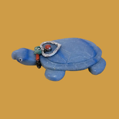 Amazing Adventurine Sea Tortoise w/Coral and Sterling Heart Offering Zuni Fetish