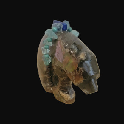 Brilliant Opalized Ammonite Bear w/Beautiful Bundle Zuni Fetish