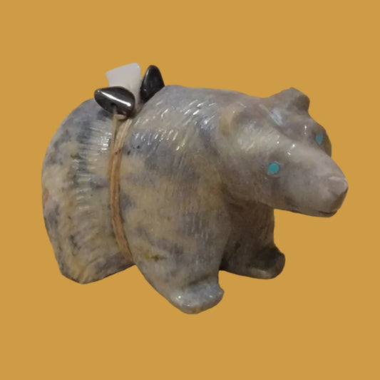 Sweet Picasso Marble Bear Zuni Fetish