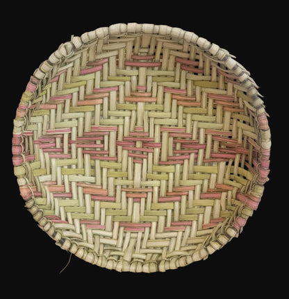 Bleached and Vegetable Dyed Traditional Yucca Hopi Sifter Basket Indian Baskets