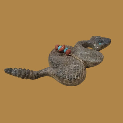 Slithering Picasso  Marble Rattlesnake/Snake w/Pack Zuni Fetish