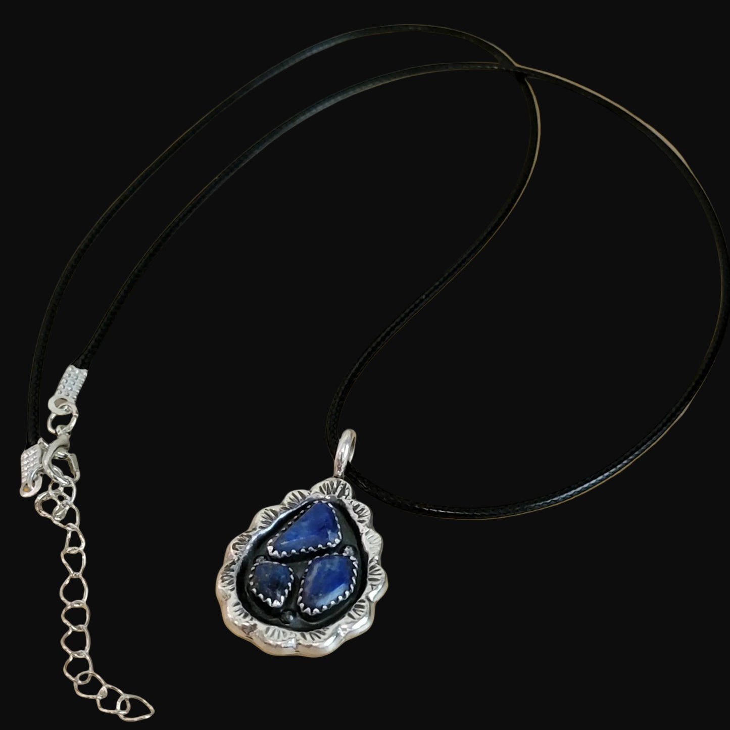 Vintage Wilbur Iule Zuni Sterling Silver w/Lapis Indian Jewelry Pendant