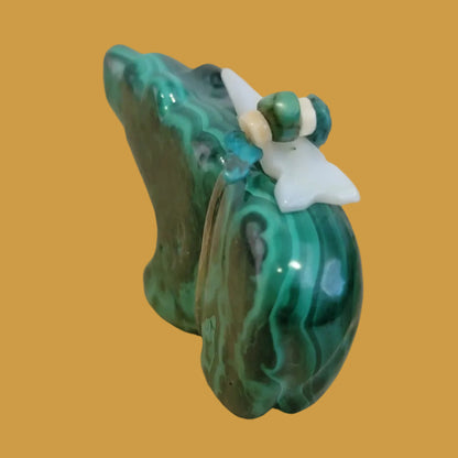 Elegant Deep Green Malachite Zuni Fetish Bear
