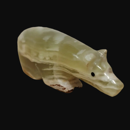 Beautiful Onyx Long Necked Bear Zuni Fetish