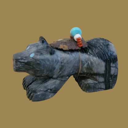 Picasso Marble Bear w/ Personality Zuni Fetish