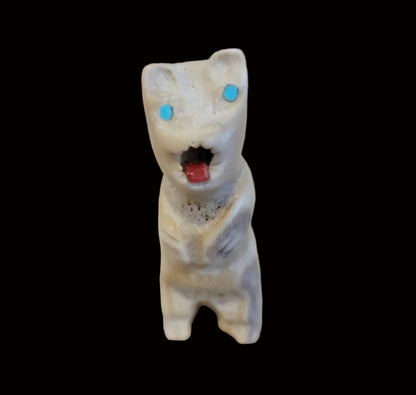 Standing Antler Bear w/ Sharp Teeth Zuni Fetish