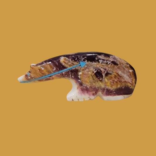 Spiny Oyster Shell Long Necked Bear Zuni Fetish