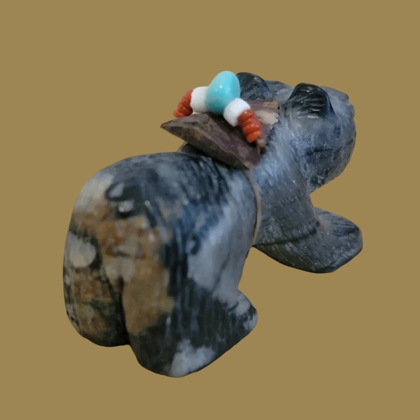 Picasso Marble Bear w/ Personality Zuni Fetish