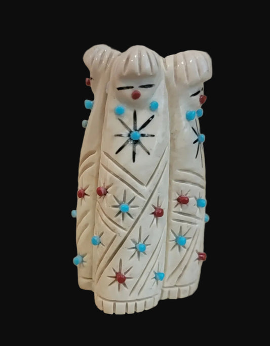 Quadruple Highly Adorned Serpentine Zuni Maidens Zuni Fetish