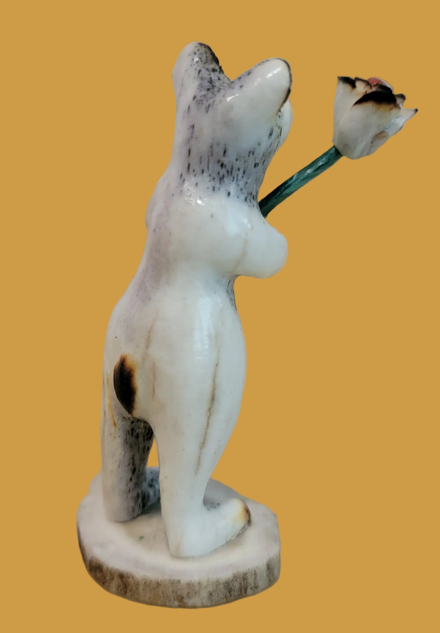 "I Can Buy Myself Flowers" Antler Bear w/Rose Zuni Fetish