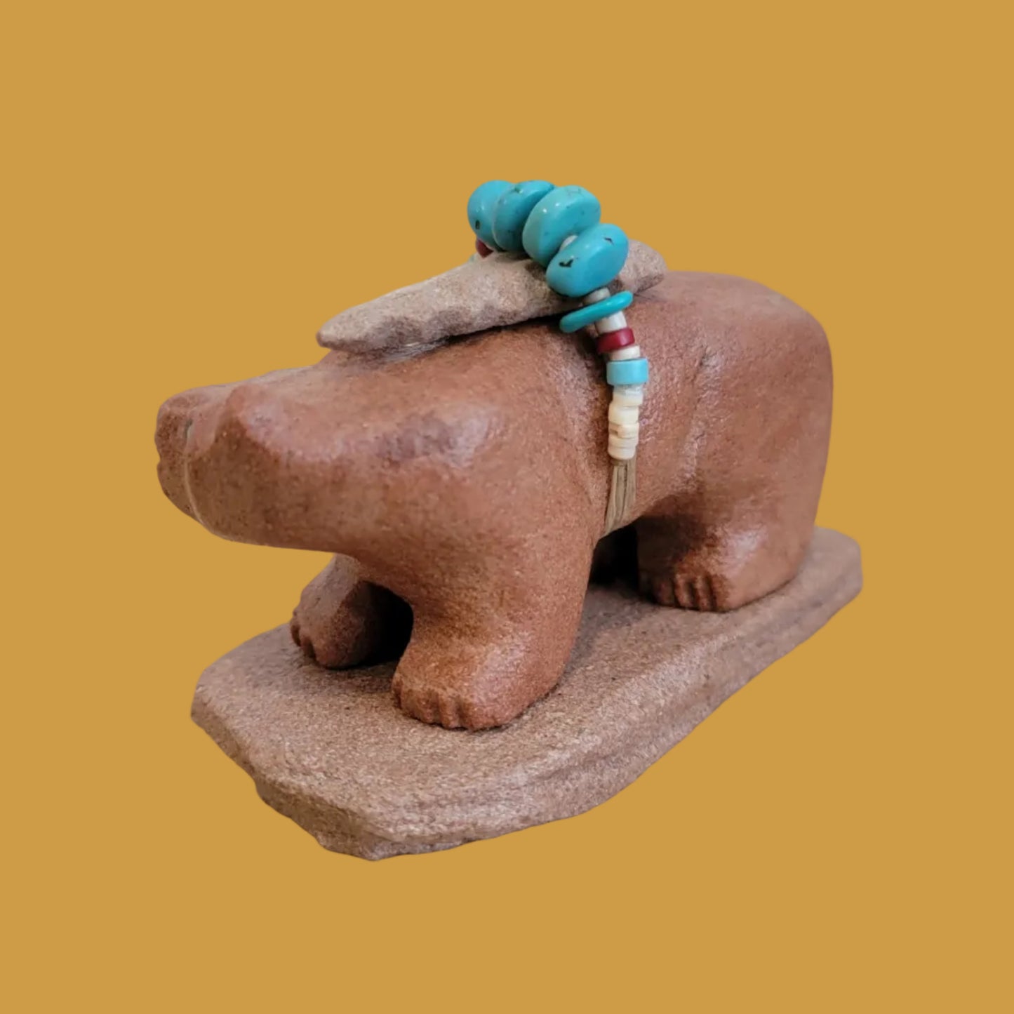 Sandstone Bear w/Large Arrowhead Bundle Zuni Fetish