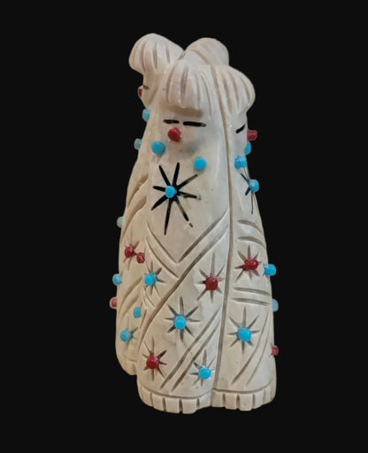 Quadruple Highly Adorned Serpentine Zuni Maidens Zuni Fetish