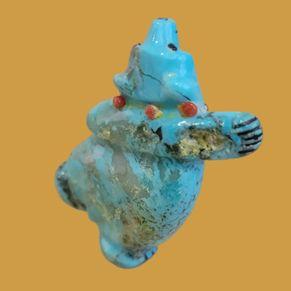 Turquoise Bear Can Balance on Both Feet Zuni Fetish