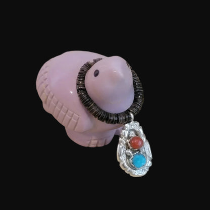 Sweet Phosphosiderite Dove w/ Sterling Silver Pendant/Offering Zuni Fetish