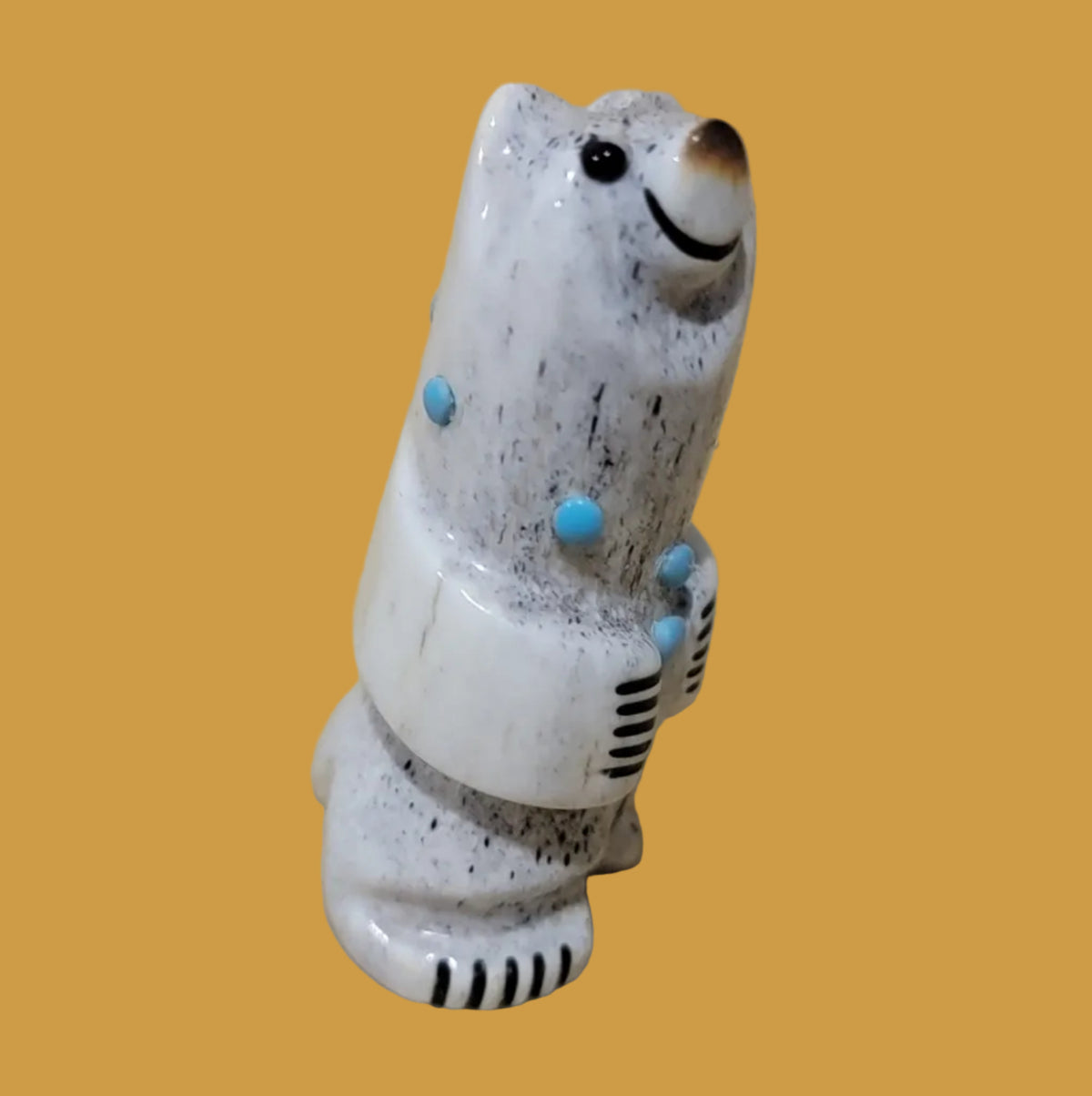 Happy-Go-Lucky Cute Antler Bear Zuni Fetish