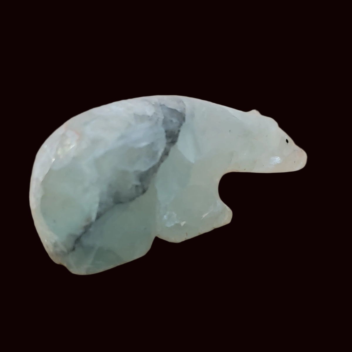 Fluorite Long Necked Bear w/Colorful Heartline Zuni Fetish