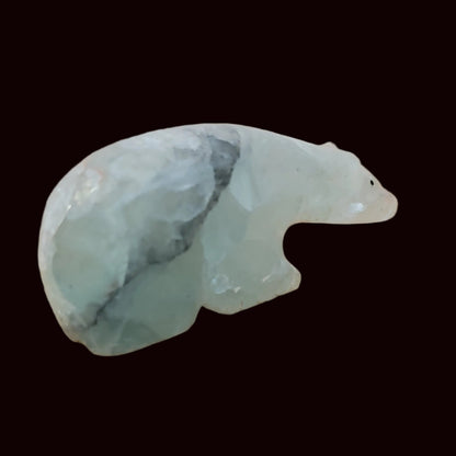 Fluorite Long Necked Bear w/Colorful Heartline Zuni Fetish