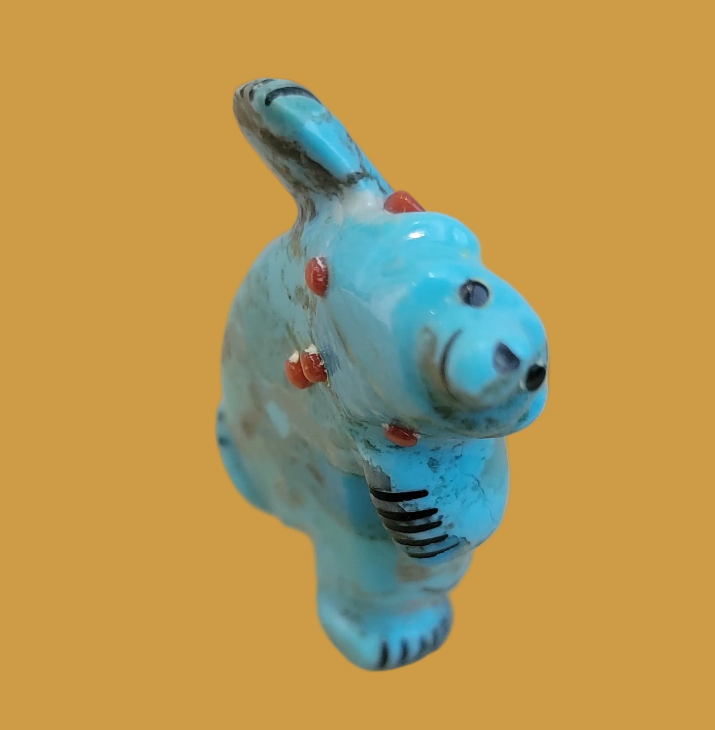 Turquoise Bear Can Balance on Both Feet Zuni Fetish