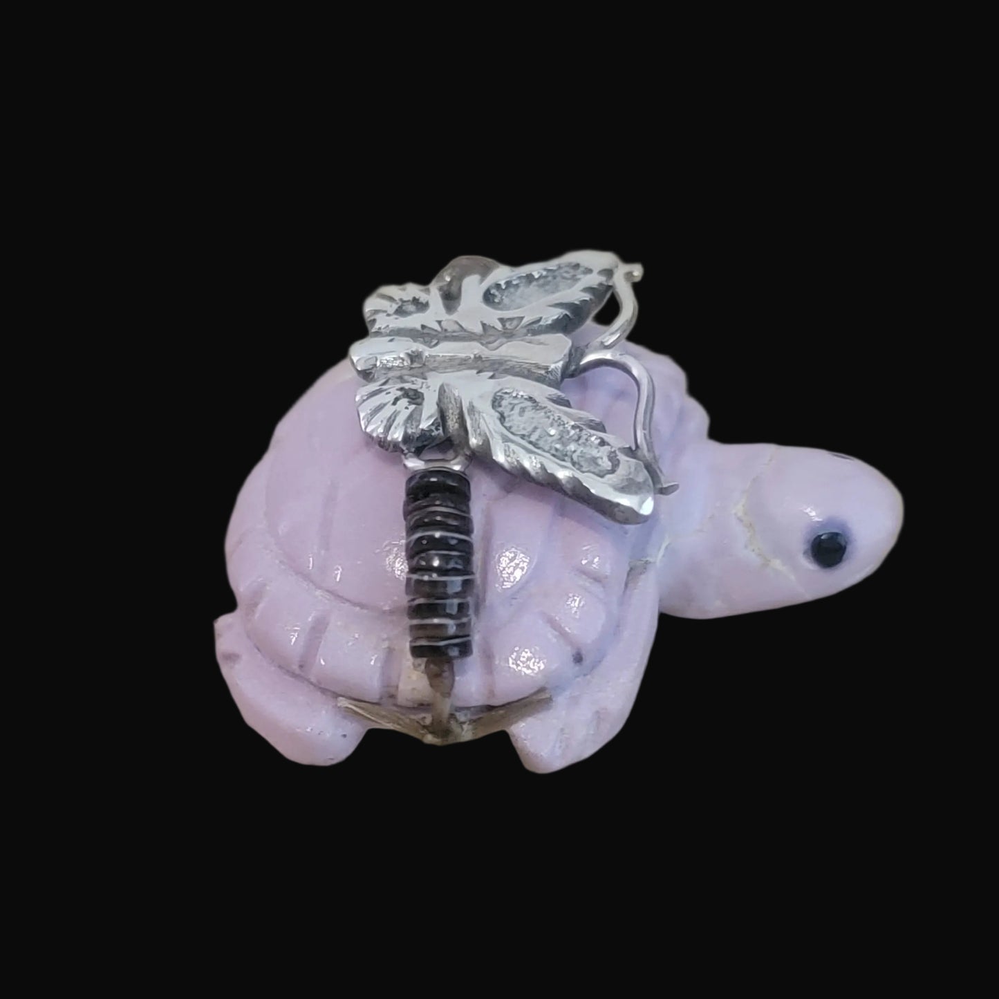 Darling Phosphosiderite Turtle w/ Sterling Silver Butterfly Zuni Fetish