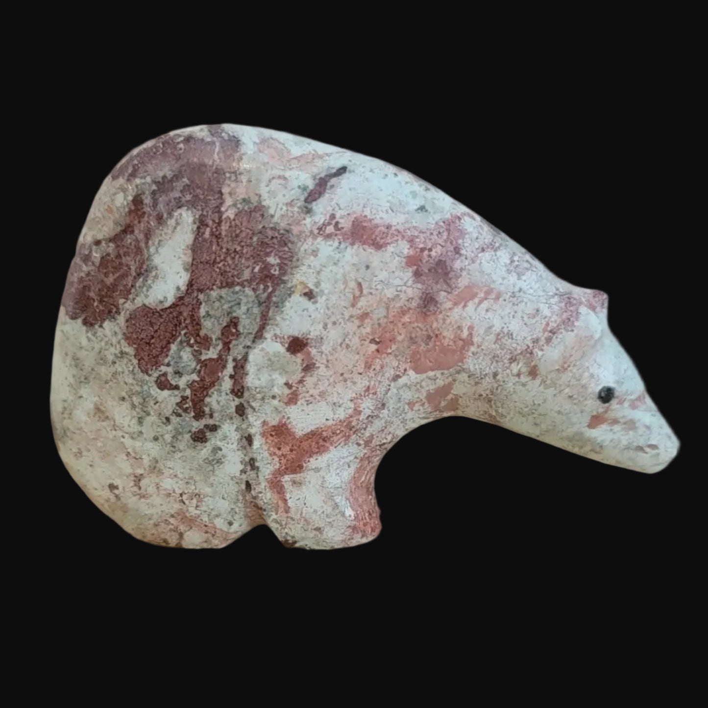 Limestone Long Necked Medicine Bear Zuni Fetish