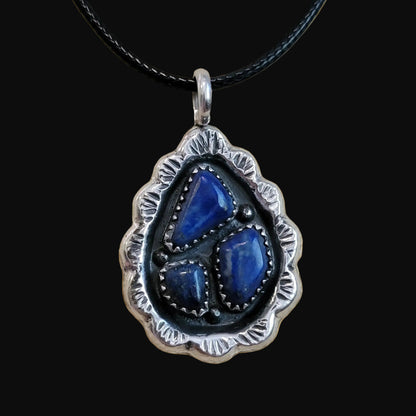 Vintage Wilbur Iule Zuni Sterling Silver w/Lapis Indian Jewelry Pendant