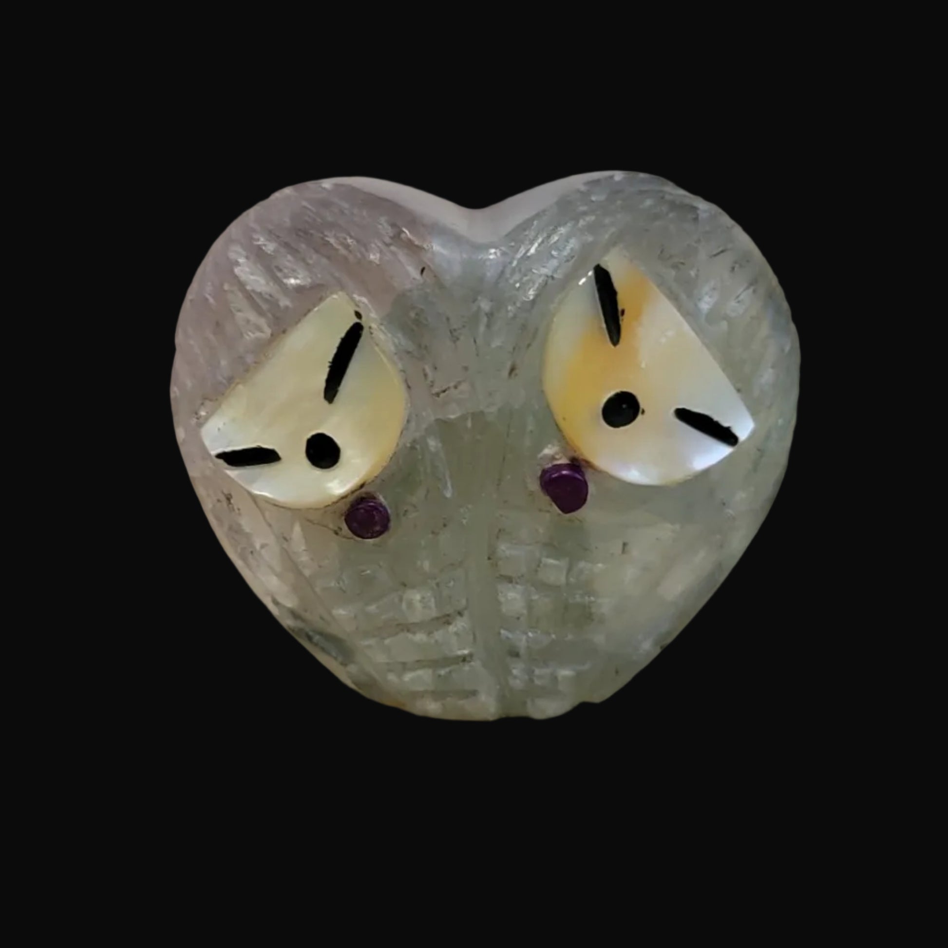Rainbow Fluorite Double Heart Shaped Zuni Maidens Zuni Fetish