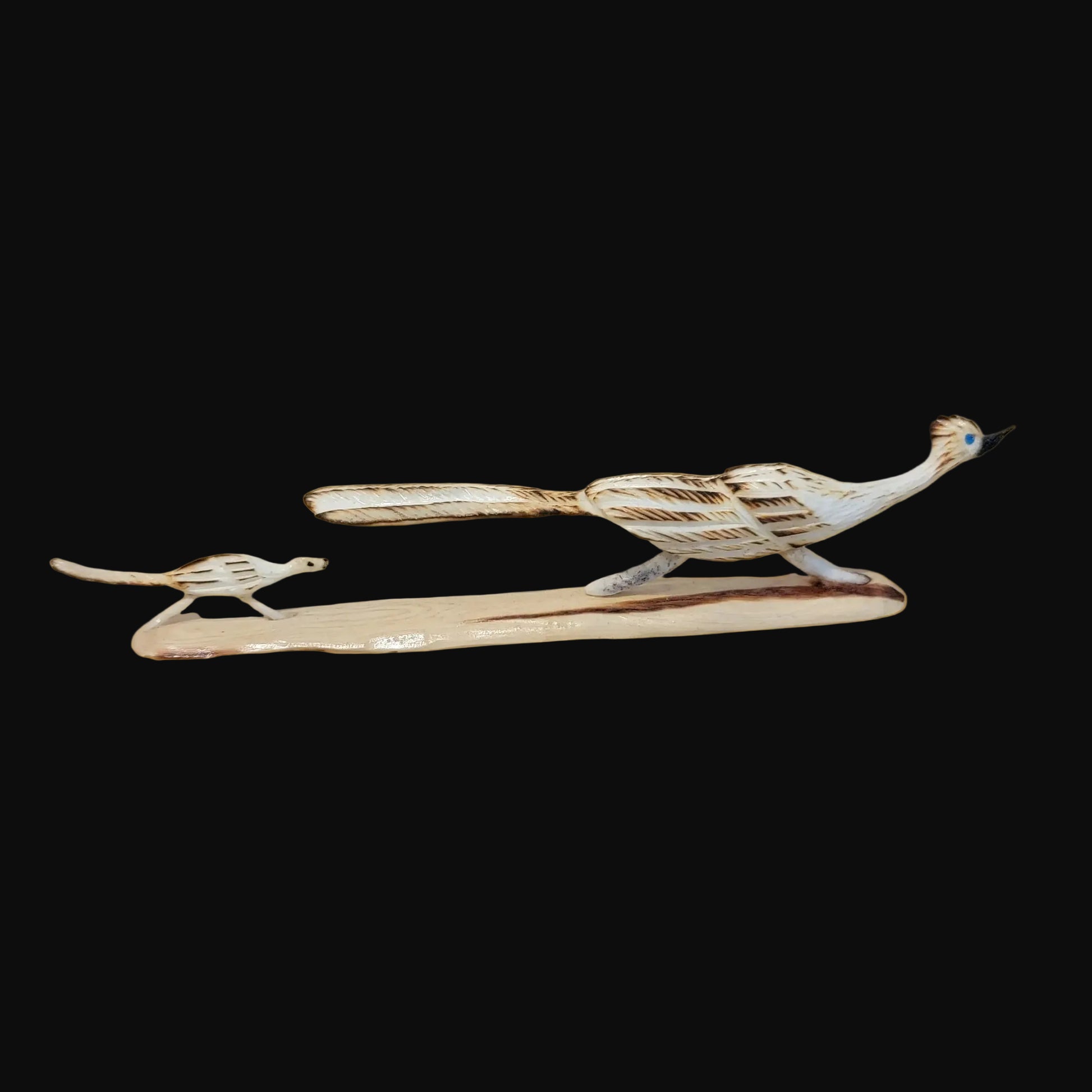 Mama and Baby Antler Roadrunners Zuni Fetish