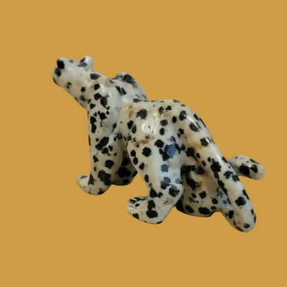 Dalmatian Stone Cheetah w/Fabulous Tail Zuni Fetish