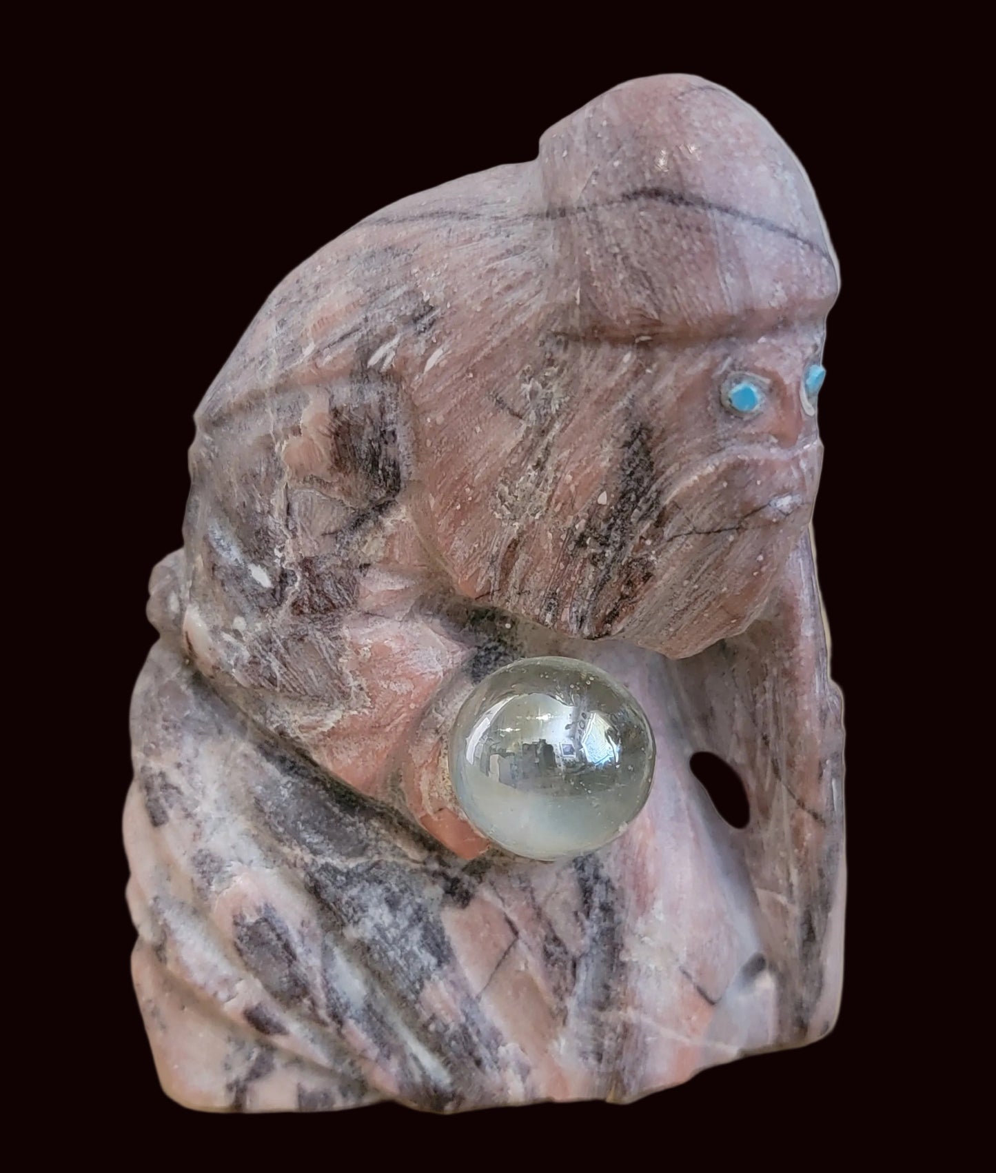 Caribbean Calcite Wizard w/ Palintar Seeing Ball Zuni Fetish