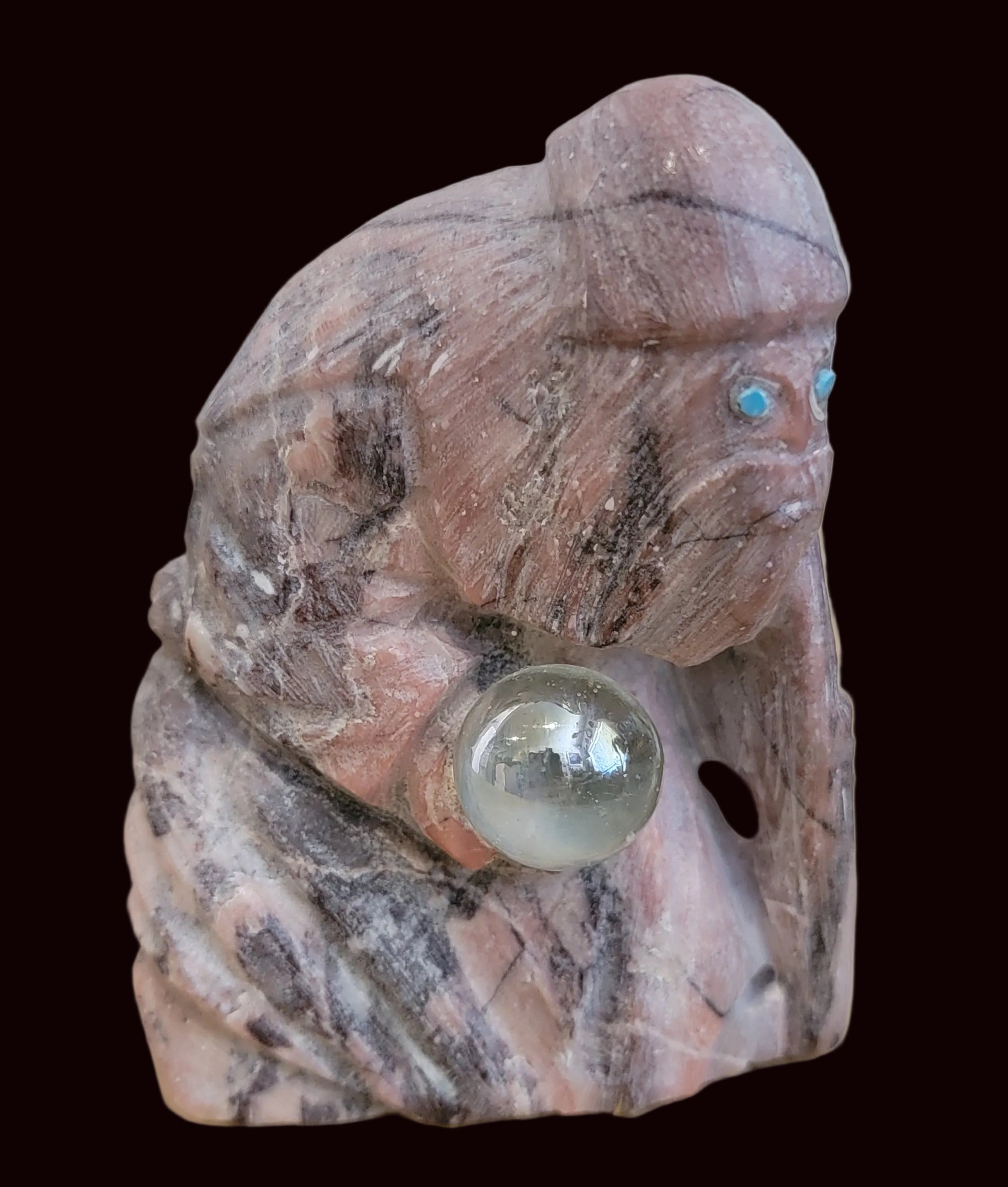 Caribbean Calcite Wizard w/ Palintar Seeing Ball Zuni Fetish