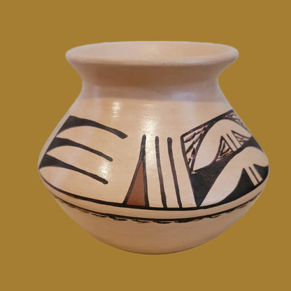 Hopi Harrison Jim Jr. (Member of Frogwoman Family)Buff Pueblo Pottery Vase